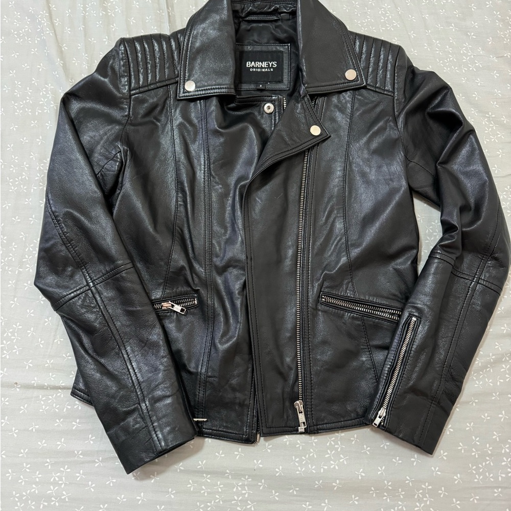 Barneys New York Women's Black Leather Jacket